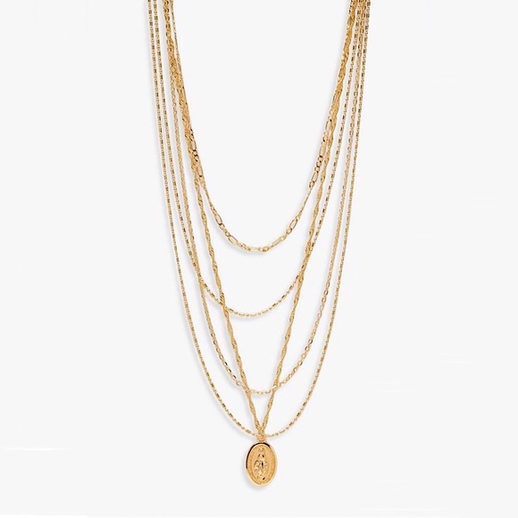 ⚜️[𝟯/$𝟭𝟴]⚜️5 Layered Gold Madonna Choker NEW - Picture 5 of 10